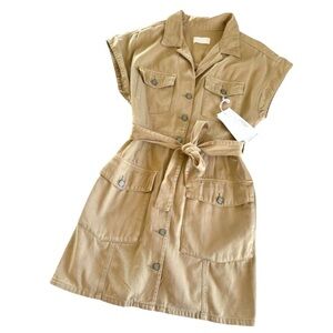 Boyish by Revolve NWOT The Joe Khaki Button Down Safari Mini Dress Sz S